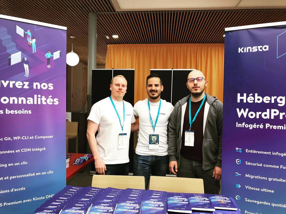 The Kinsta booth at WordCamp Paris