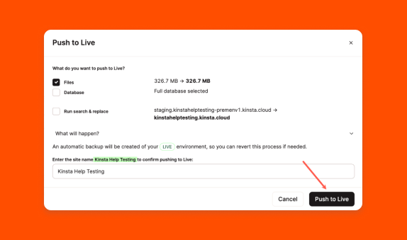 Utiliza Envío Selectivo para enviar archivos de staging a en producción.